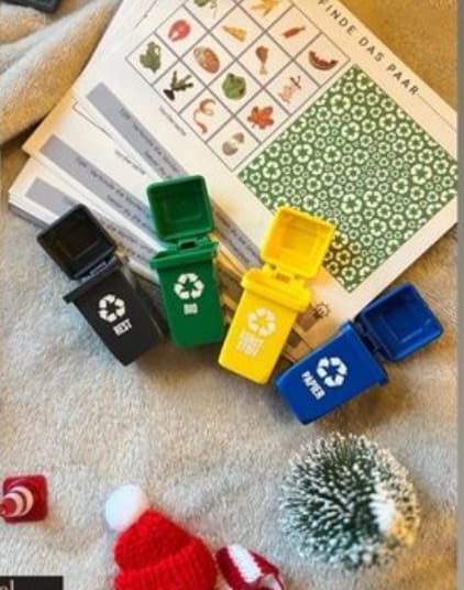 Customer photo review of Mini Mülltonnen für die Wichteltür + Recycling Memo