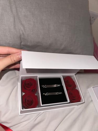 Customer photo review of Engraved Bracelet Set - W/ Eternal Rose Box