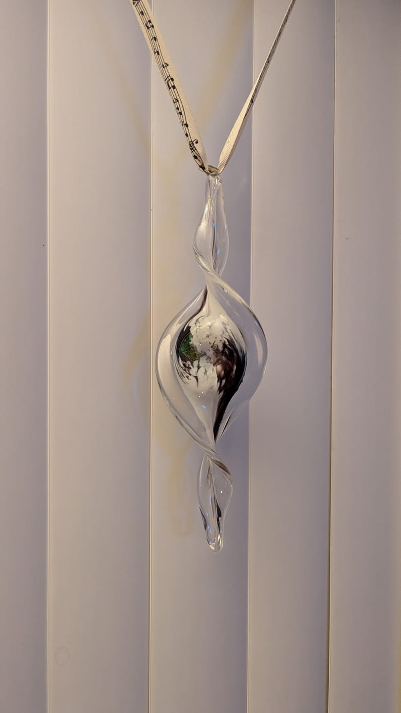 Customer photo review of Dichroic Spinner Suncatcher with Infused Cremains