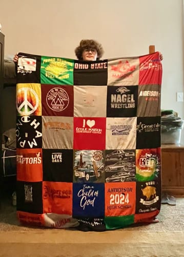 T-shirt quilt featuring anderson wrestling team, raptors sports team by SARA from OH