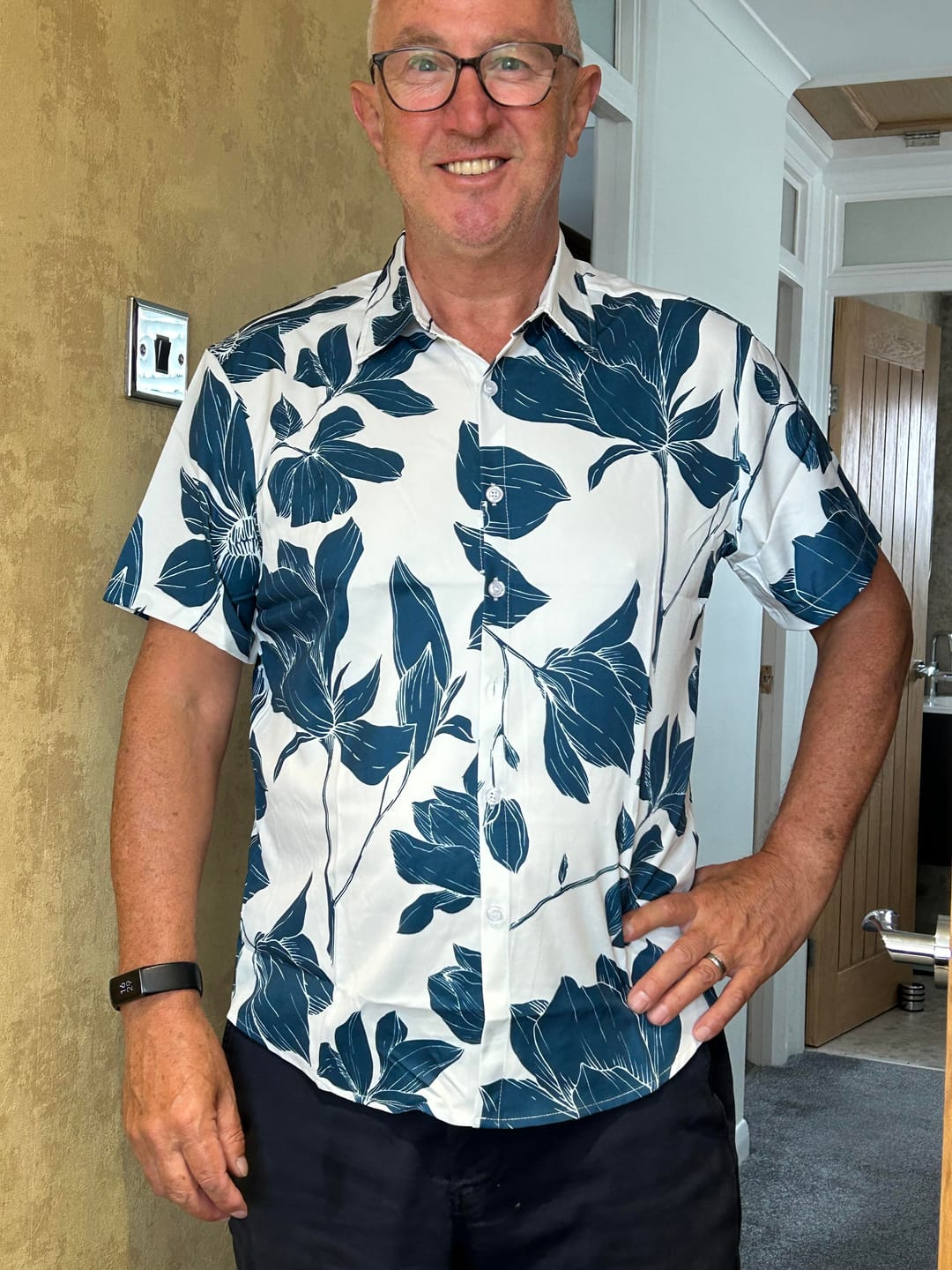 Customer photo review of Men's Summer Casual Floral Button Up Short Sleeve Holiday Cool Beach Shirt