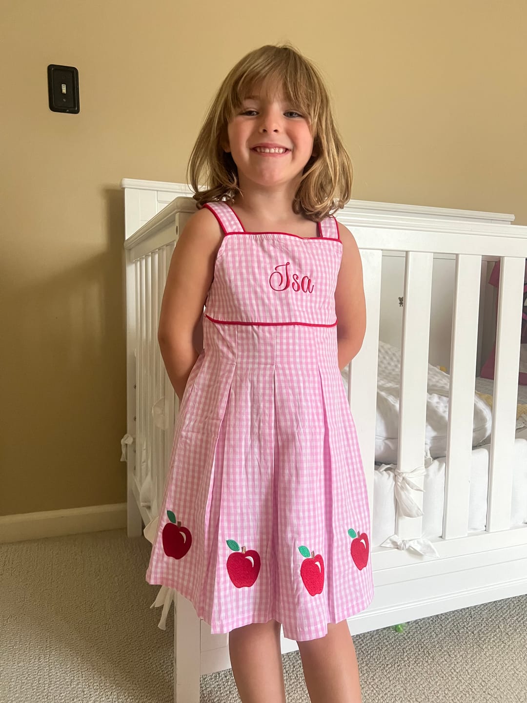 Customer photo review of Smart Apple Pink Gingham Chloe Dress