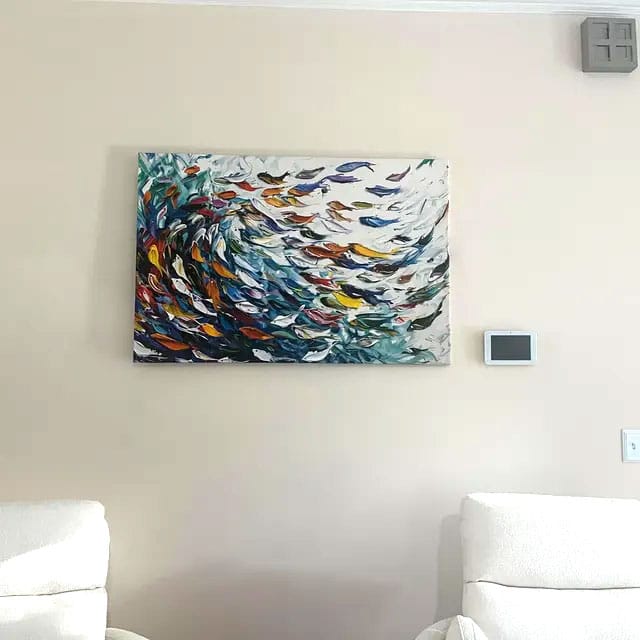 Customer photo review of Abstract Fish Shoal Wall Art Canvas Print