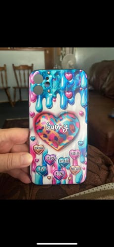 Customer photo review of Personalized Coloful Sweet Heart Dripping Background Phone Case
