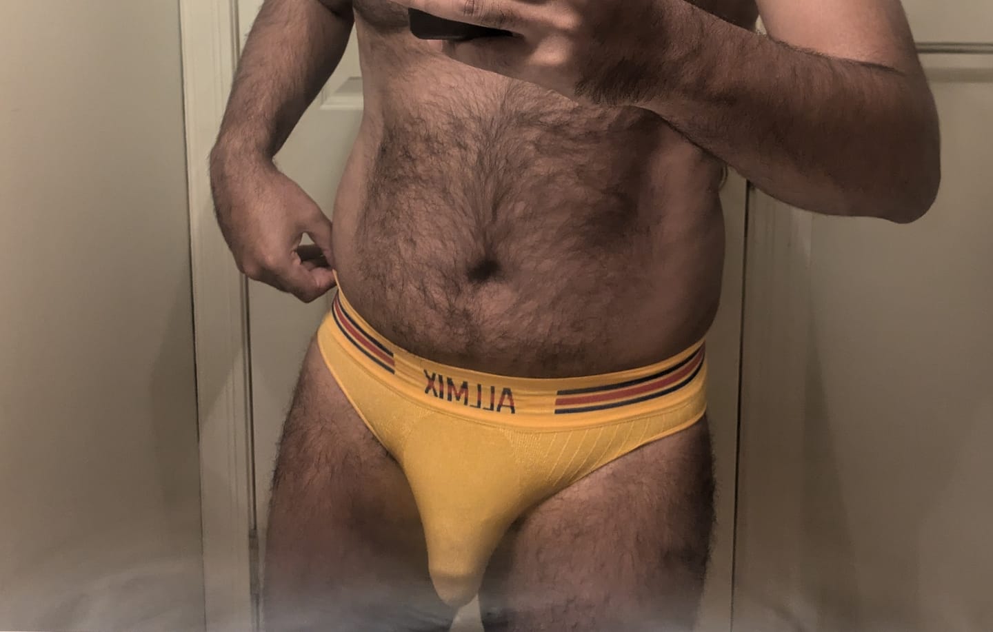 Customer photo review of 5 Pack Men's Seamless Bulge Pouch Briefs