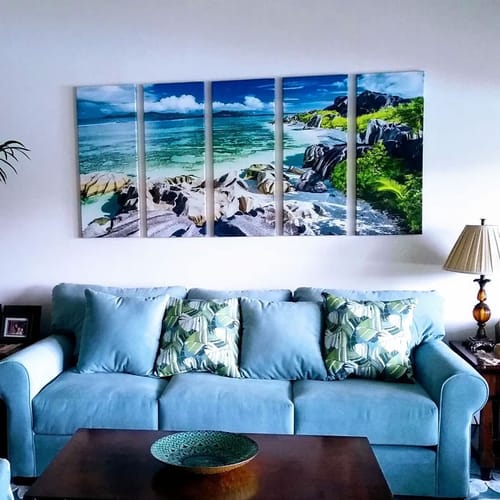 Customer photo review of Seychelles Island and Beach Wall Art Canvas Print
