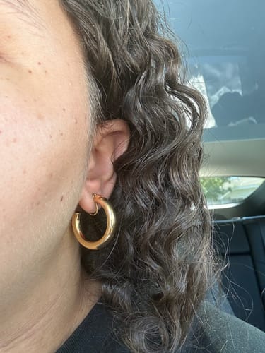 Customer photo review of Allie Hoop Clip On Earrings in Gold