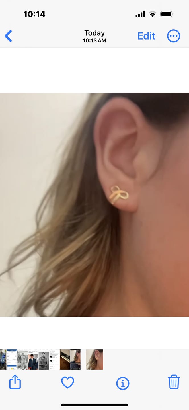 Customer photo review of Alice Clip On Earrings in Gold