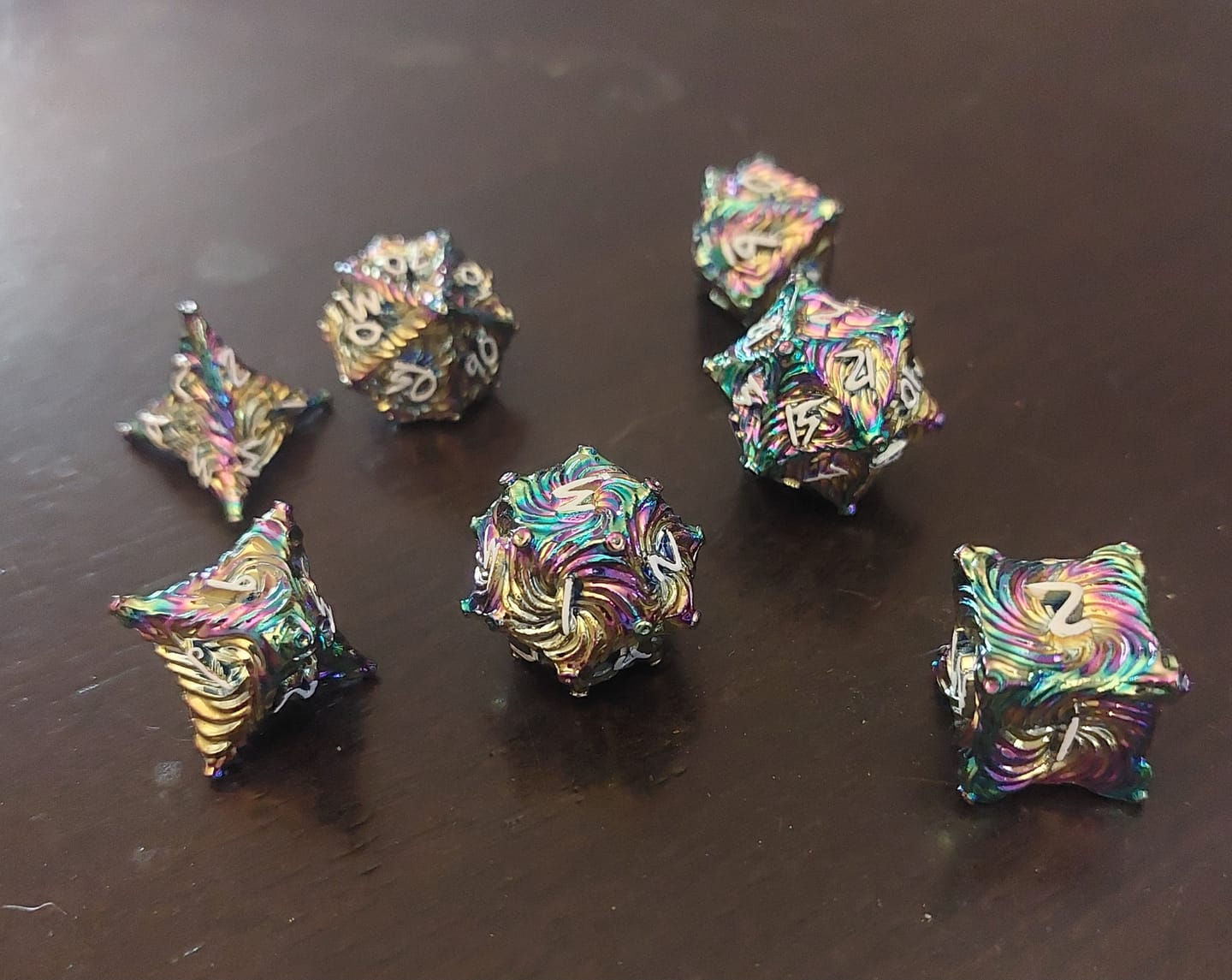 Customer photo review of Vortex Warp Metal Dice Set - Iridescent