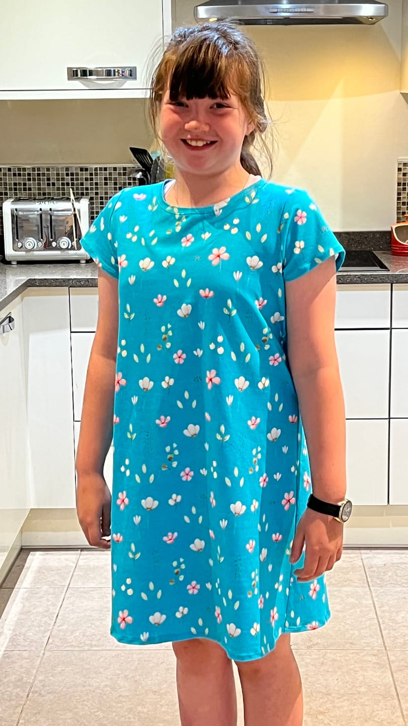Customer photo review of Scattered Flowers Cotton Jersey Fabric
