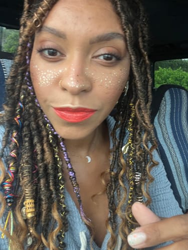 Customer photo review of Gold Stardust Speckles Makeup Patches