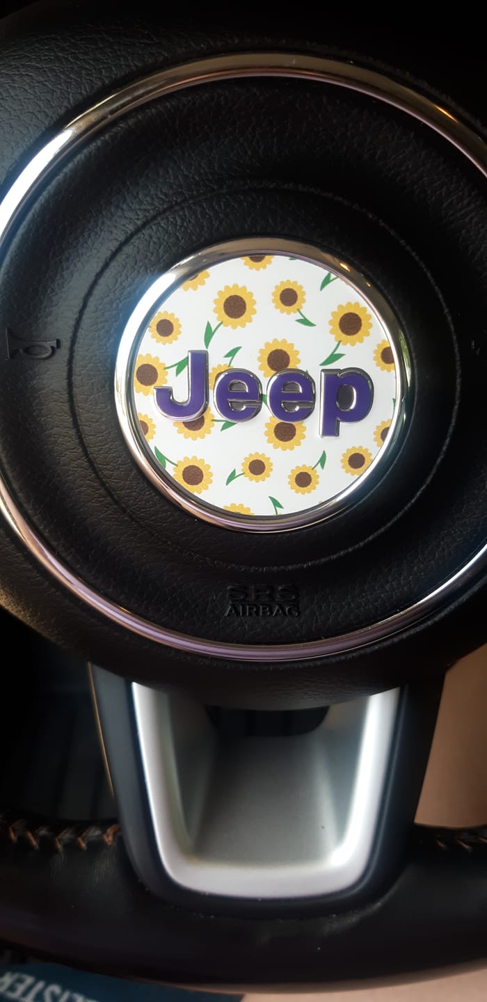 Customer photo review of Floral Steering Wheel Decal for Jeep