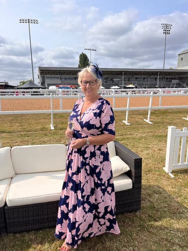 Customer photo review of Kenzie Half Sleeve Jersey Maxi Dress, Floral Abstract
