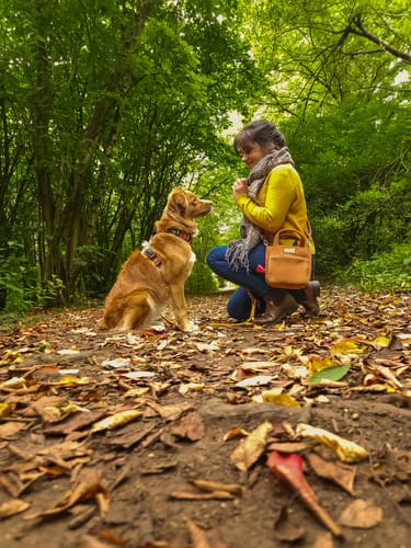 Customer photo review of Corduroy Cross-Body Bag - Rust