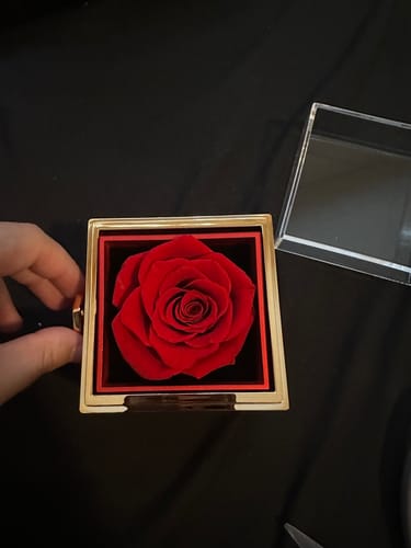 Customer photo review of Eternal Rose Box - W/ Engraved Necklace & Real Rose.