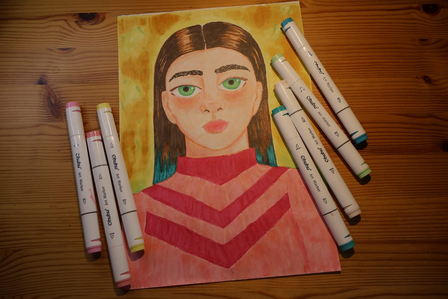 Customer photo review of Ohuhu Oahu 120 Colors Dual Tips Alcohol Art Markers, Fine & Chisel