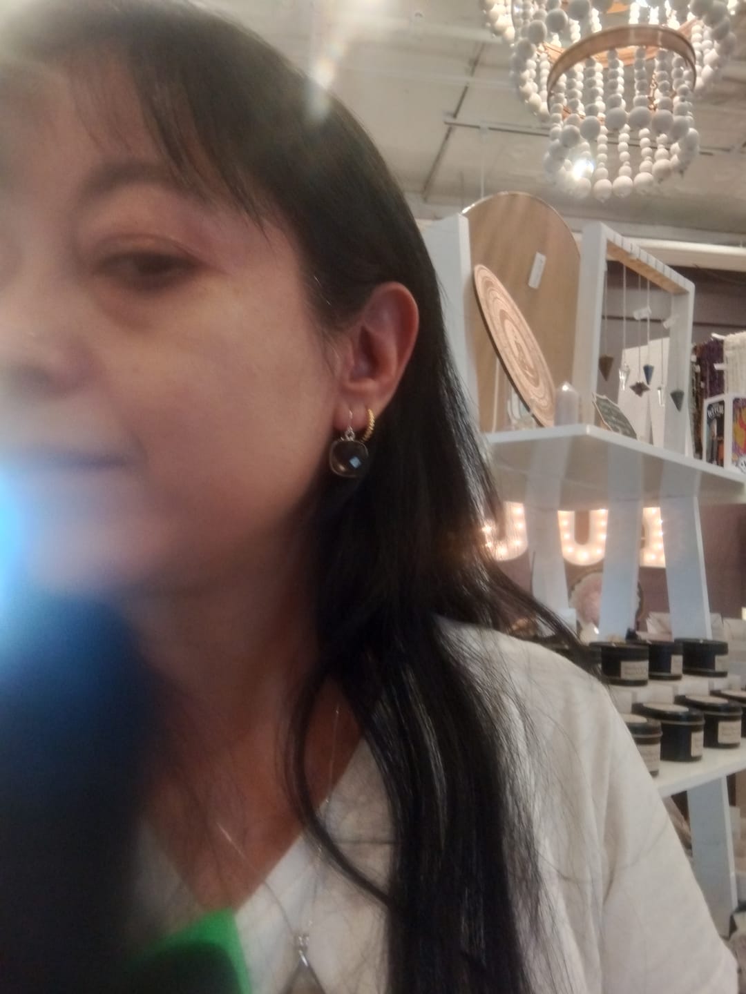 Customer photo review of Handmade Gemstone Faceted Bezel Set Earrings in Sterling Silver-Assorted