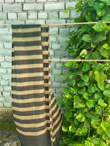 Customer photo review of Pashtush Womens, Extra Fine Wool, Twilight Striped Scarf, With Shimmery Metallic Zari Thread Weave Black
