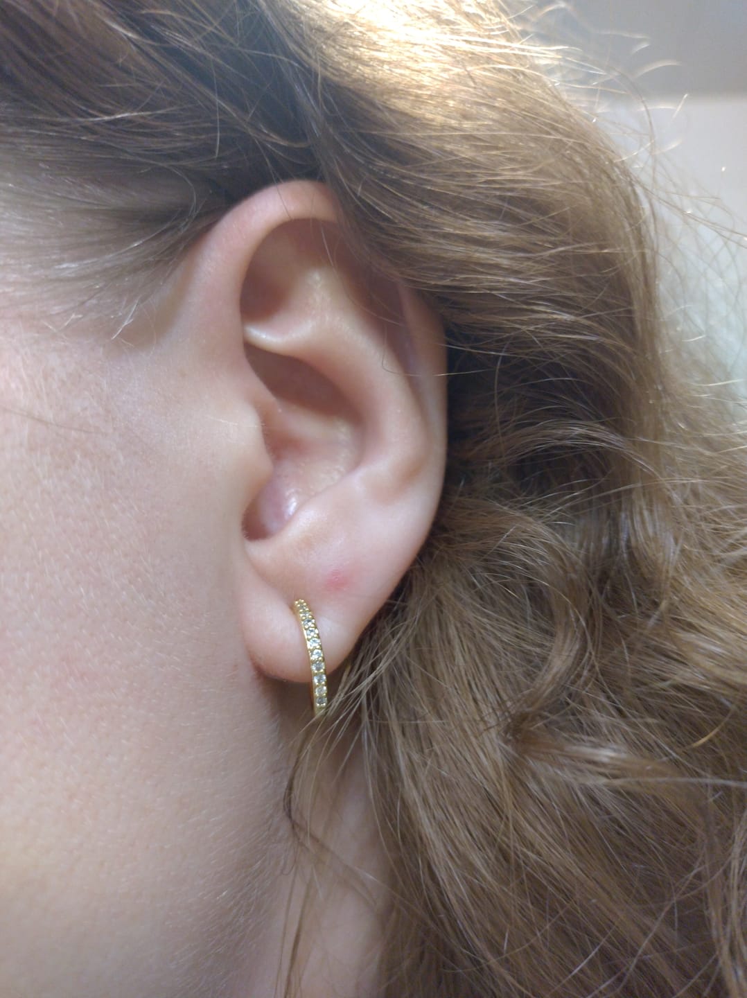 Customer photo review of Medium Pavé Hoop Clip On Earrings in Gold