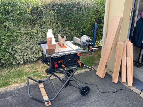 Customer photo review of Scie sur table Evolution R255TBLX+ 255mm avec lame multi-matériaux TCT+ Support roulant pliable