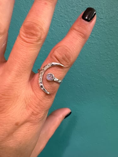Customer photo review of Sterling Silver Crescent Moon Ring with Moonstone