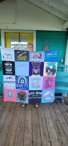 T-shirt quilt with dogs, pugs themes by Beverly from TX