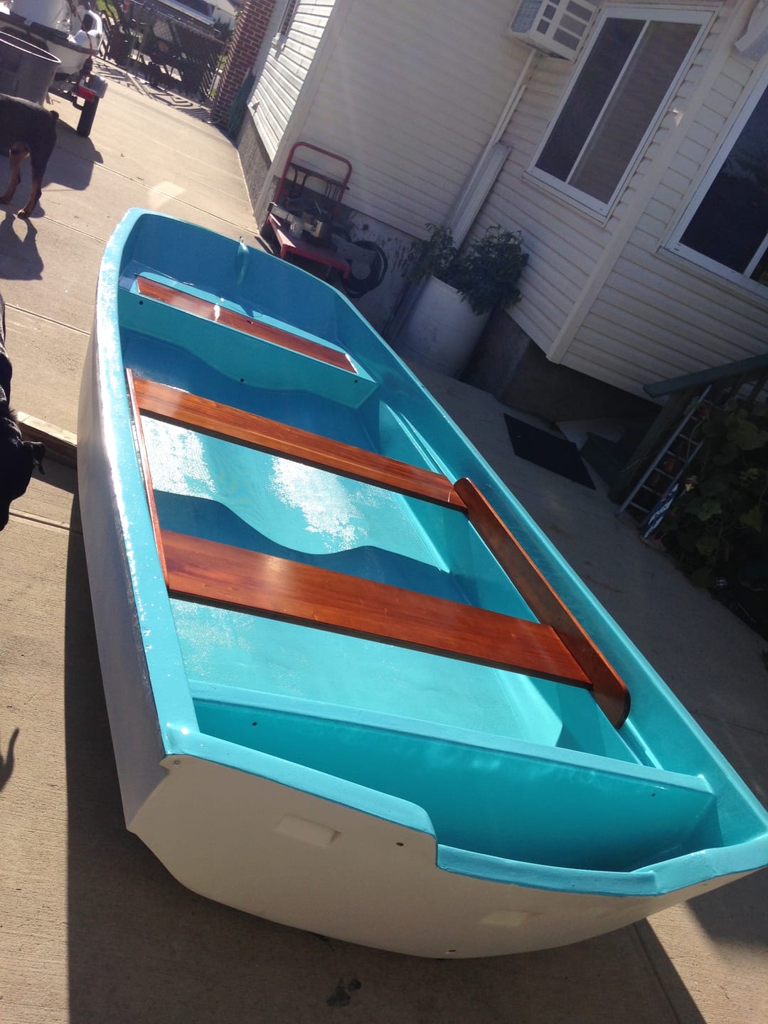 Customer photo review of Mahogany Seat Clamps/Risers - Fits Boston Whaler Classic 13' Sport