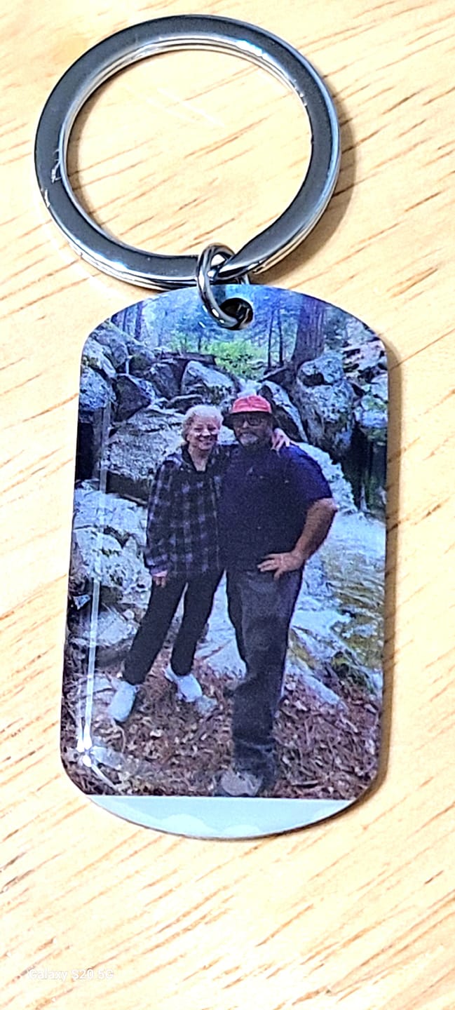 Customer photo review of I Will Carry You With Me Until, Personalized Keychain, Memorial Gifts, Custom Photo