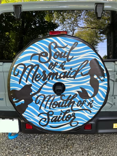 Customer photo review of Custom Spare Tire Cover for Jeep, RV, Bronco Camper, Trailer, & More