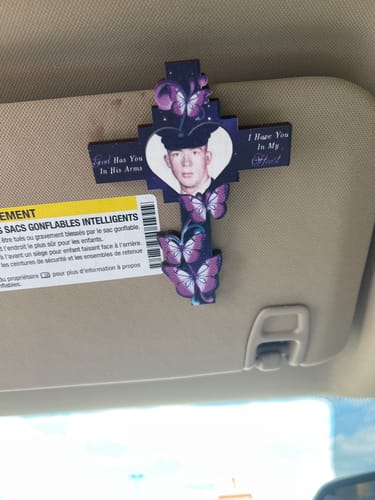 Customer photo review of In My Heart Forever - Personalized Car Visor Clip