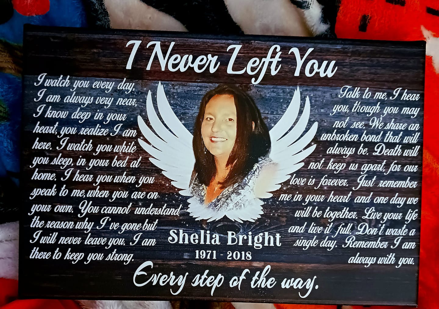 Customer photo review of Personalized Canvas Prints, Custom Photo, Memorial Gifts, Sympathy Gifts, Angel Wings I Never Left You Love Dem Canvas