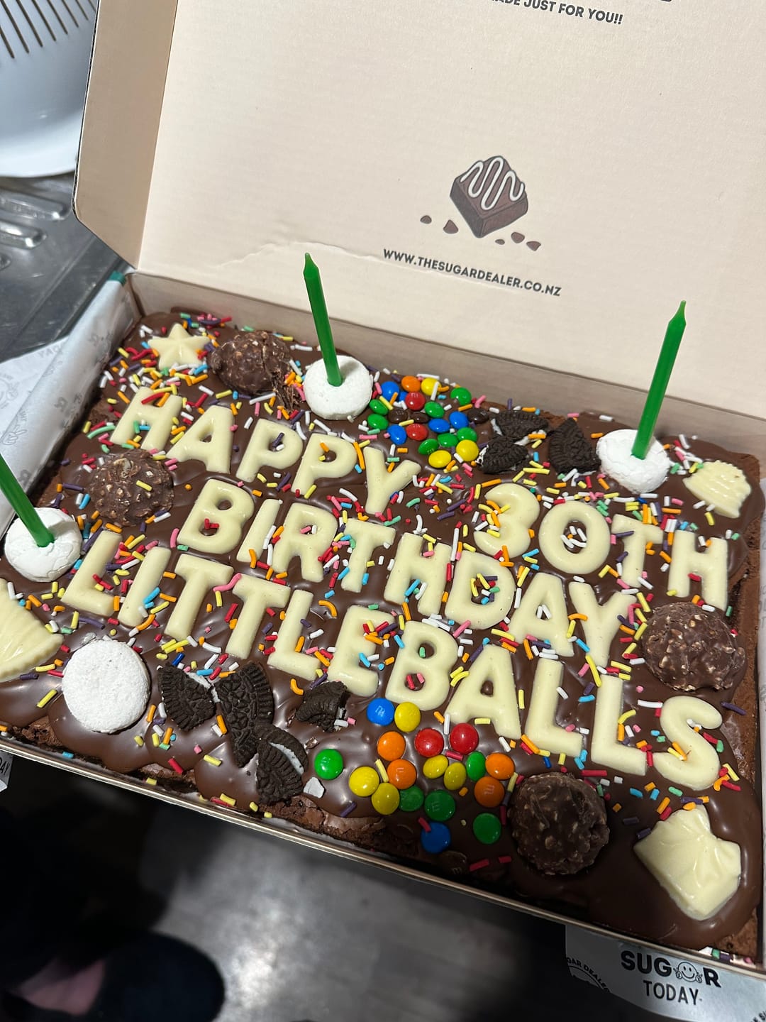 Customer photo review of Mega custom message birthday brownie
