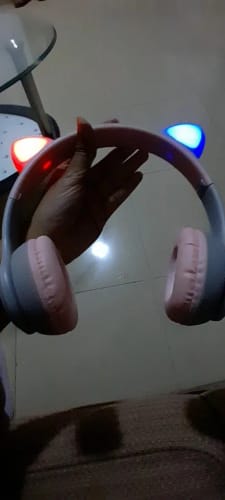 Customer photo review of Wireless Headphones Cat Ear Bluetooth-Compatible Helmets Stereo Bass Over-Ear Headsets Sports Headphones for Kids and Adult