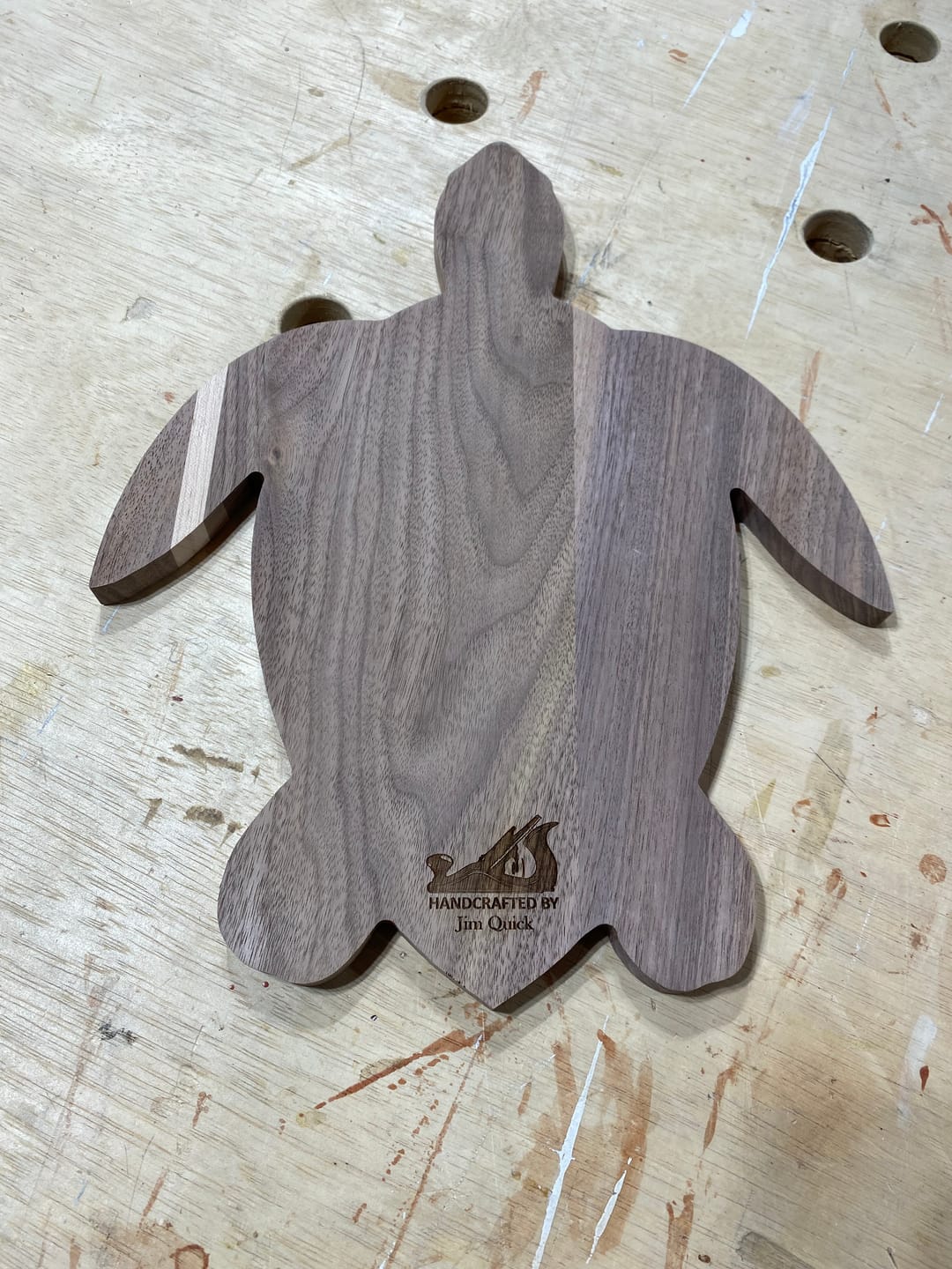 Customer photo review of 15x12" Sea Turtle Shaped Serving Board Acrylic Router Template