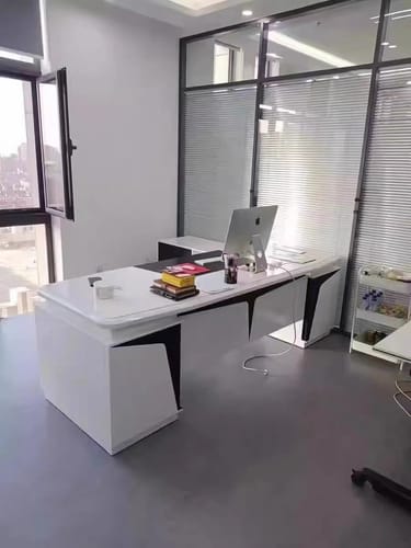 Customer photo review of Innovative Lacquered Executive Desk Office Desk