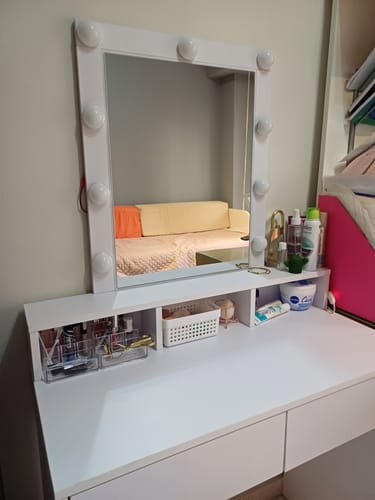 Customer photo review of Τραπέζι Μπουντουάρ Μακιγιάζ Μεικαπ Τουαλέτας Κρεβατοκάμαρας Καθρέφτης Λευκό με Φωτισμό LED Ρυθμιζόμενη Φωτεινότητα RD-T114W01