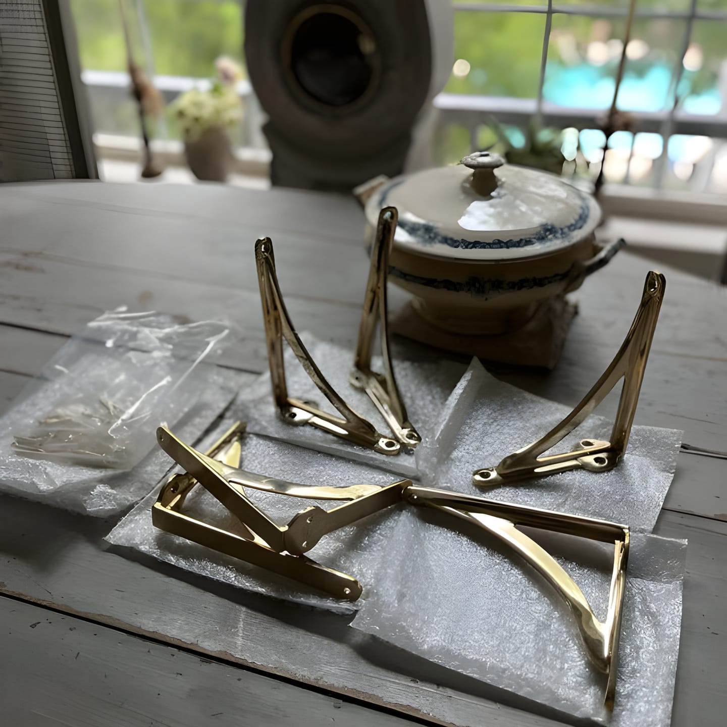 Customer photo review of Arched Shelf Bracket - Unlacquered Polished Brass