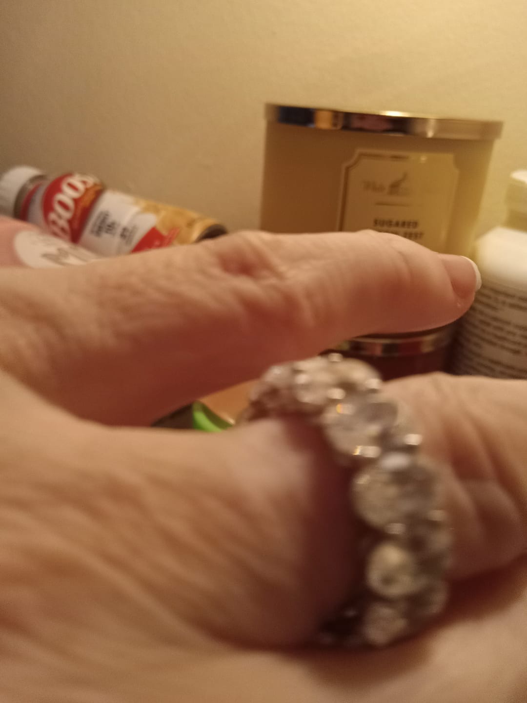 Customer photo review of Oval Cut Sapphire Eternity Sterling Silver Wedding Band