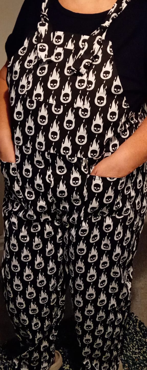 Customer photo review of Flaming Skulls Polycotton Fabric