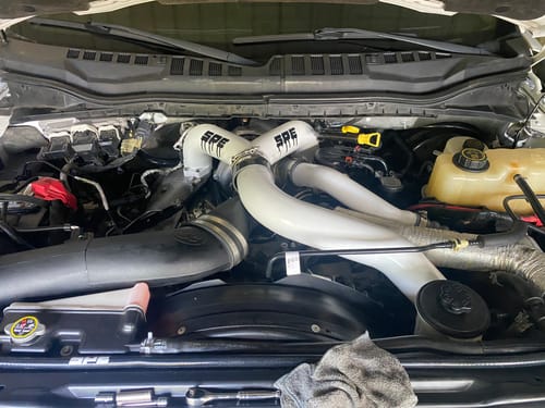 Customer photo review of SPE Motorsport 2011-2022 6.7L Powerstroke Coolant Hose Reroute Kit