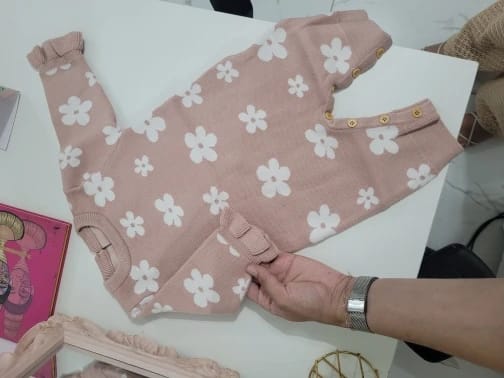 Customer photo review of Pink Floral Knitted Jumpsuit