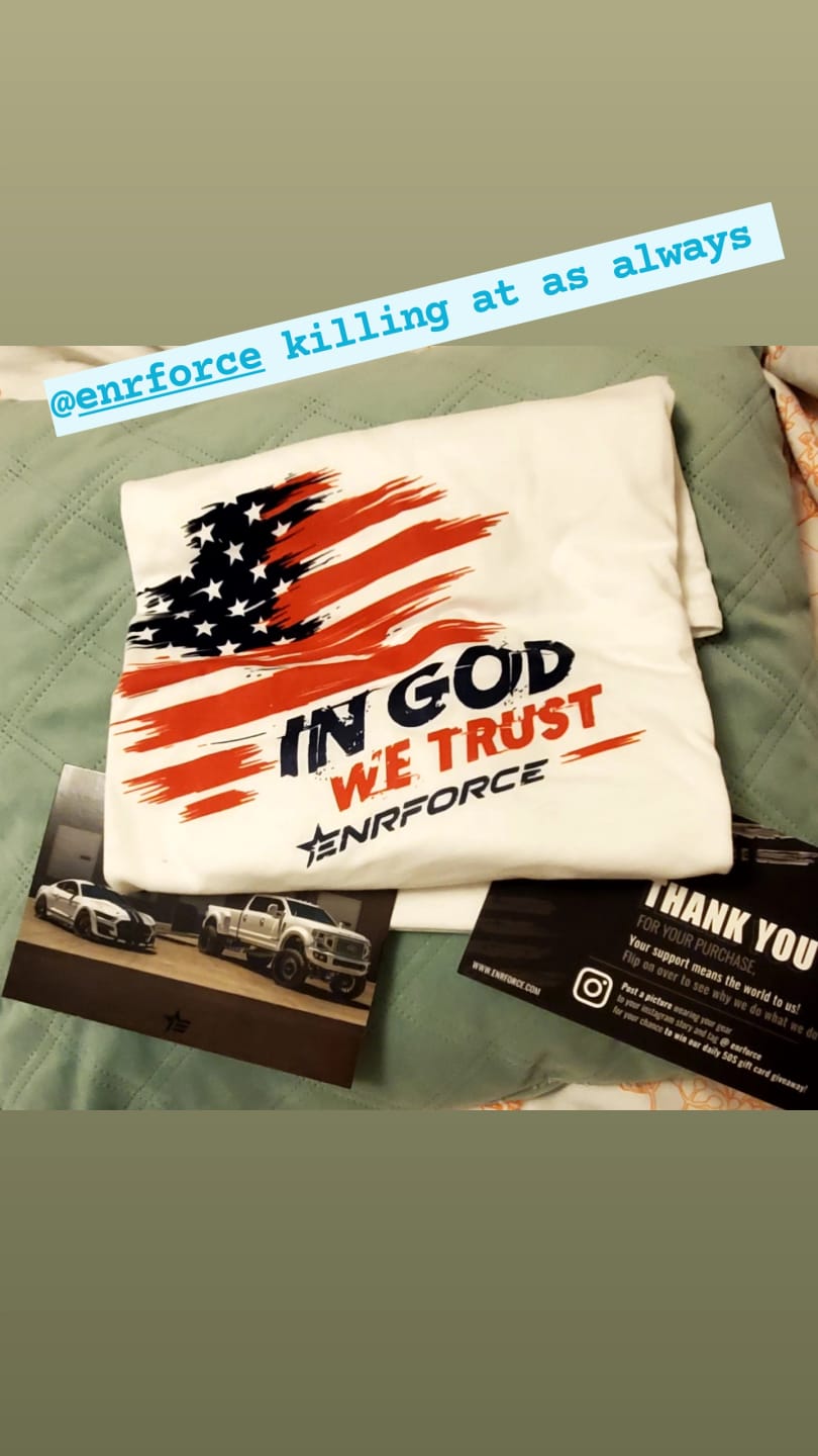 Customer photo review of In God We Trust Tee
