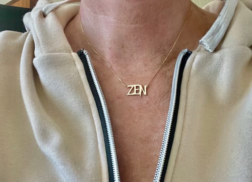 Customer photo review of 14K Solid Gold Harry Potter Font Name Necklace