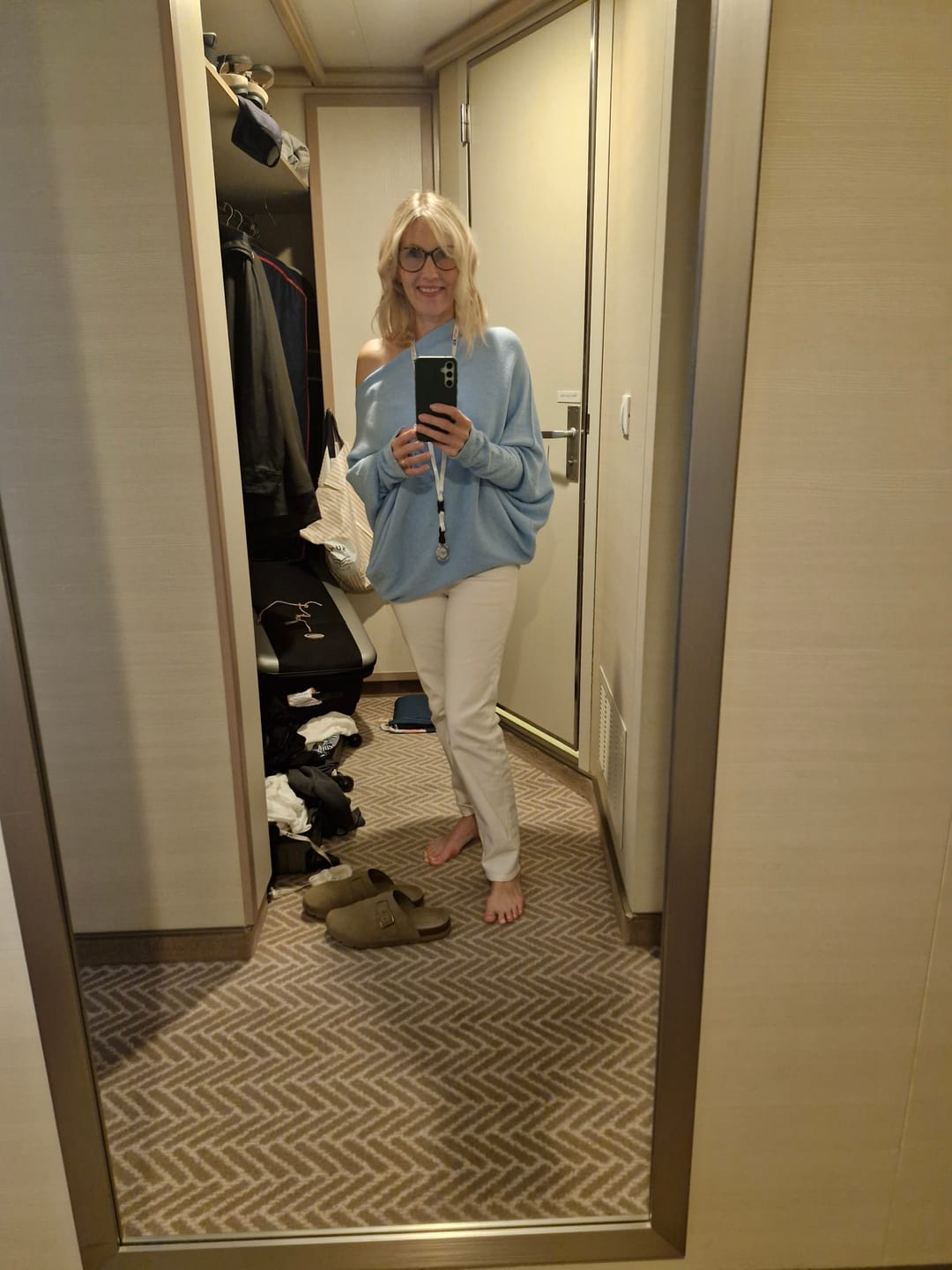Customer photo review of Soft Knit Asymmetric Jumper - Pale Blue