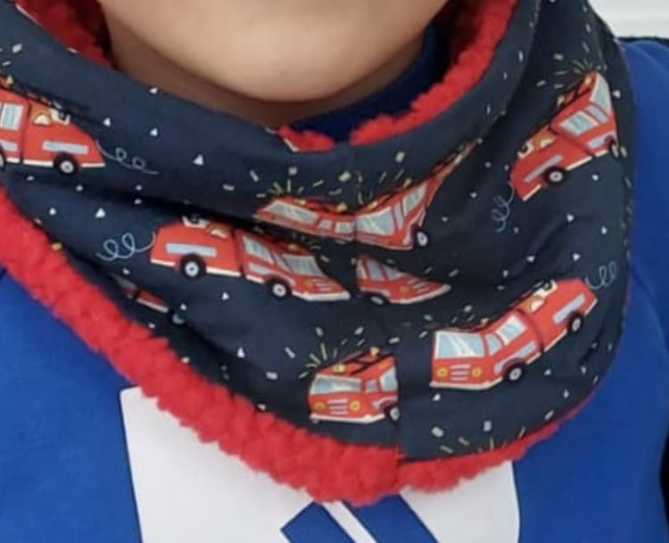 Customer photo review of Fire Engines Cotton Jersey Fabric