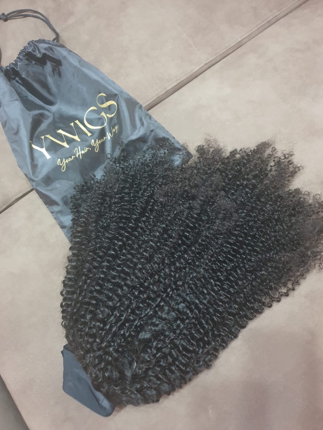 Customer photo review of Ella Jerry Curly Human Hair Headband Wig