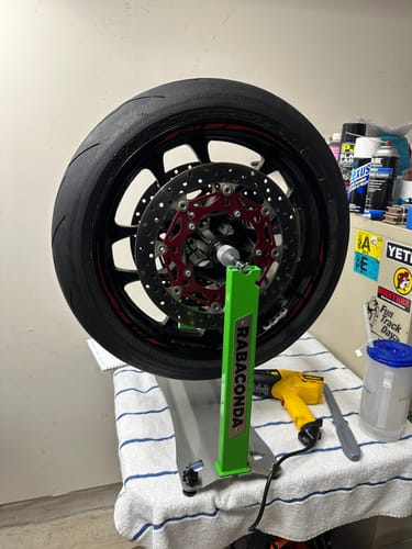 Customer photo review of Motorcycle Wheel Balancer