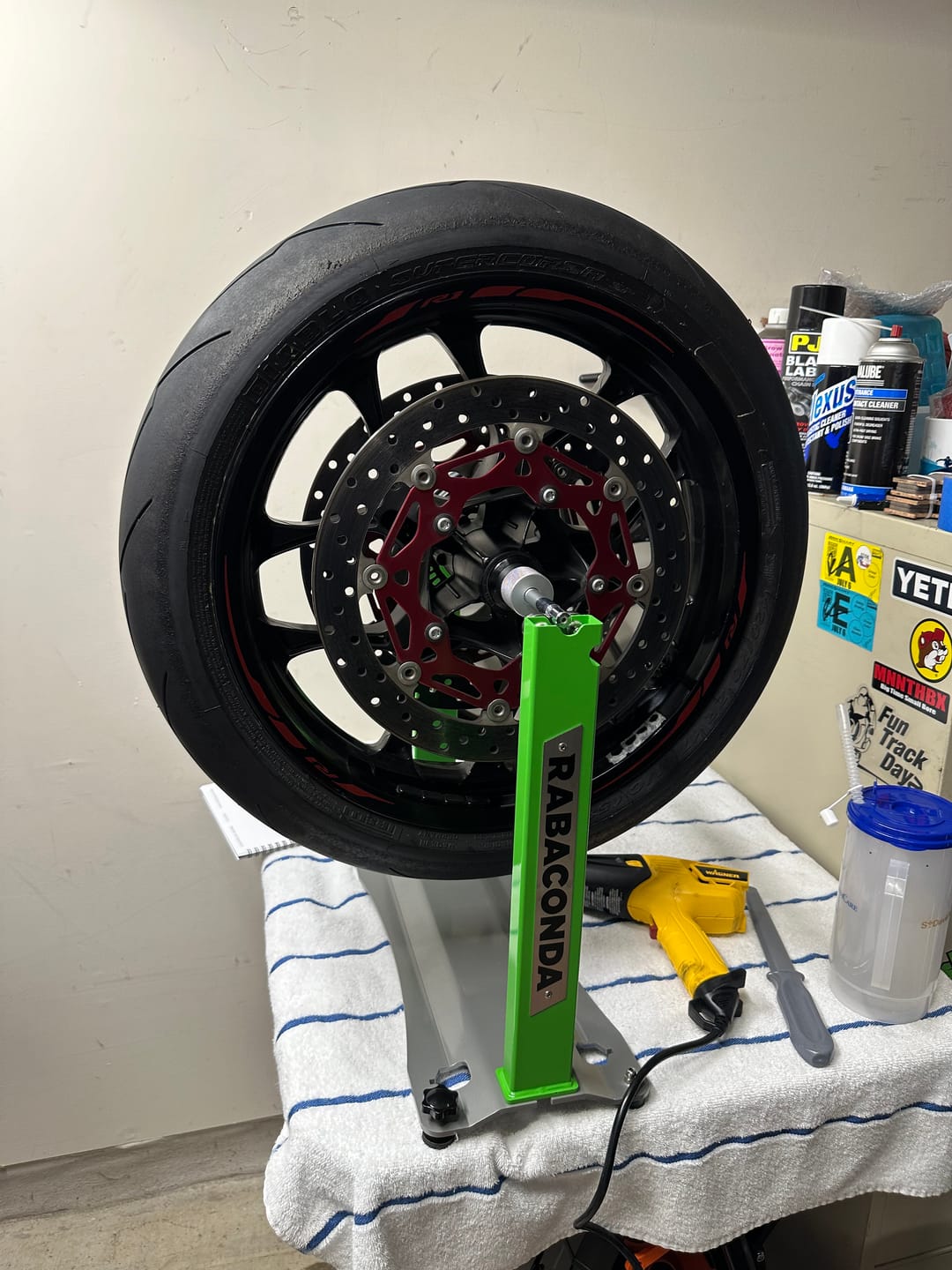 Customer photo review of Motorcycle Wheel Balancer