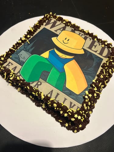 Customer photo review of 19 cm x 19 cm Square Pre-cut Custom Edible Icing Image