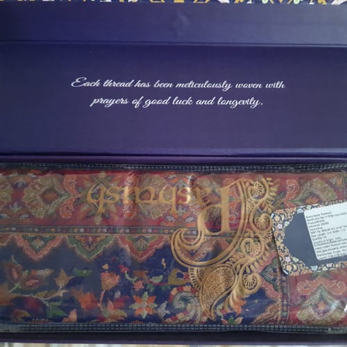 Customer photo review of Pashtush women faux pashmina shawl, ethnic weave design, navy blue
